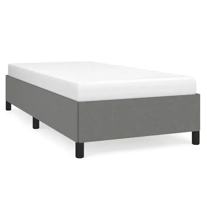 vidaXL Twin Bed Frame, Fabric Upholstered Platform Bed Frame, Dark Gray, No Mattress