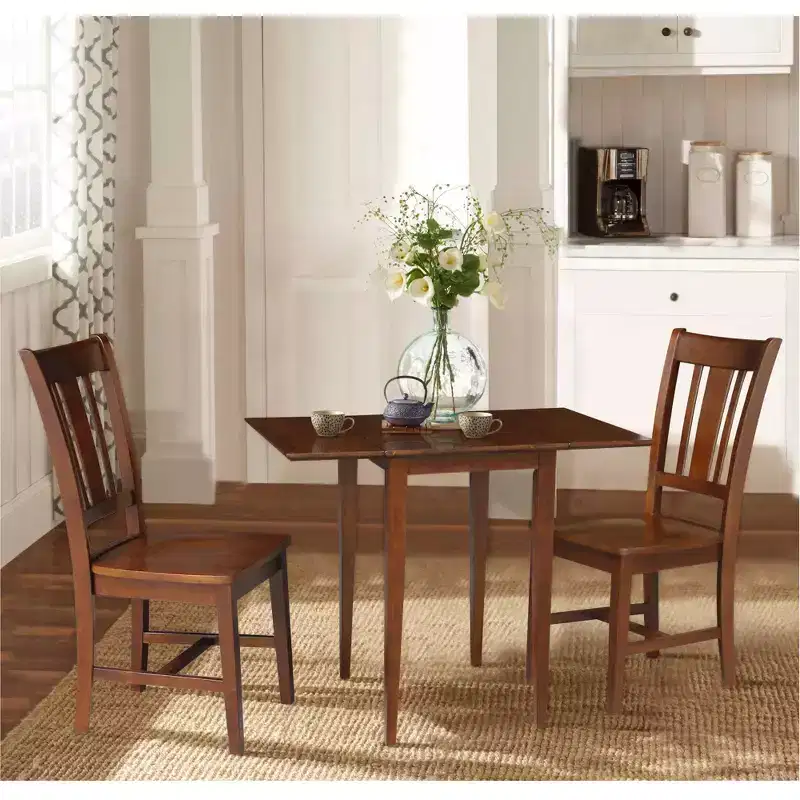 International Concepts Small Dual Drop Leaf Dining Table with 2 San Remo Splat