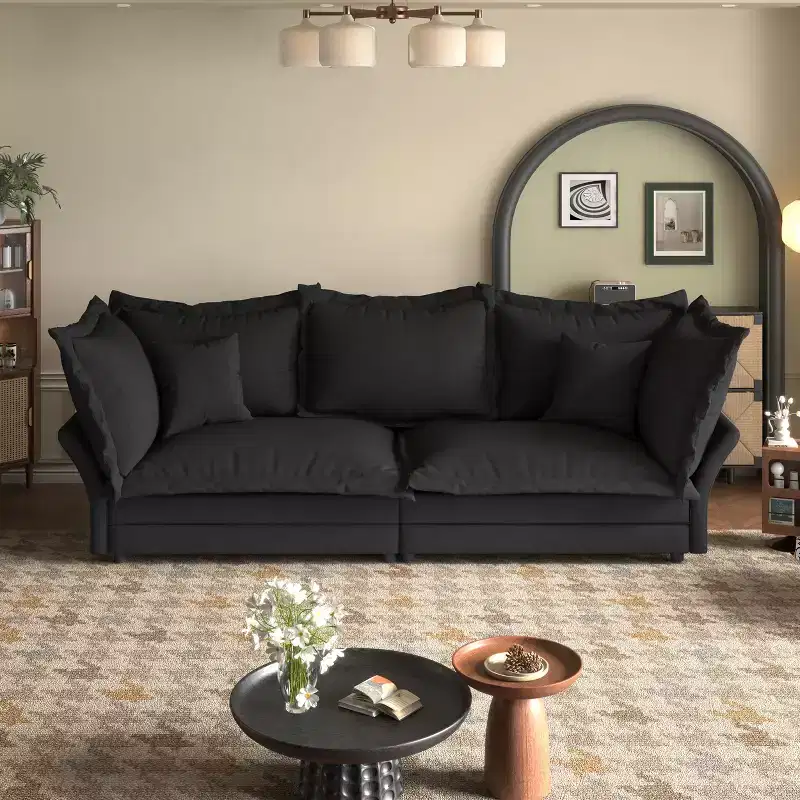 Sofa Modular Sectional, Deep Seat Couch with Large Pillows, Upholstered Sleeper Sofa for Apartment, Living Room, Hotel, Studio, Office