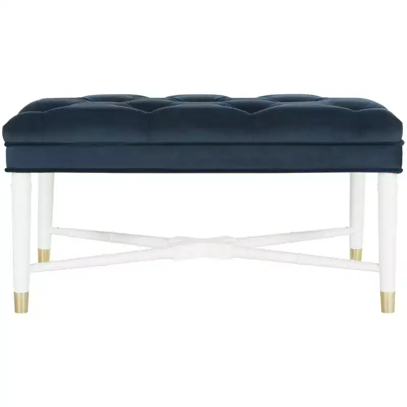 Rory Tufted Bench - FOX6294 - Navy - Safavieh Couture