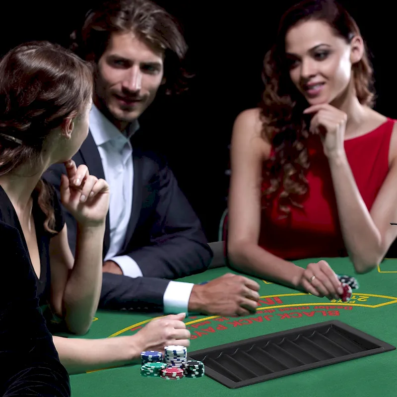 HomCom 72 7 Player Foldable Half Poker Table - Blue/Black