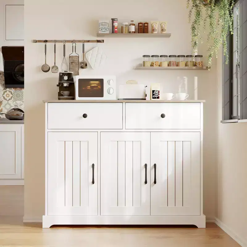 CuisinSmart Kitchen Storage Cabinet, 42 Sideboard Buffet Cabinet with Drawers, Modern Farmhouse Coffee Bar Station, for Living Dining Room