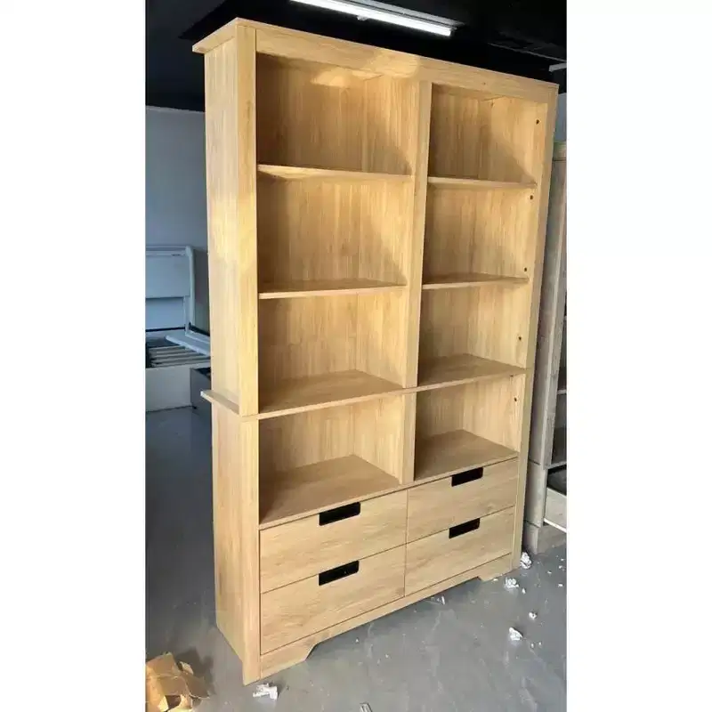 1 Carton-Packed Double-Row 4-Drawer Bookcase, Made of PB + MDF Boards