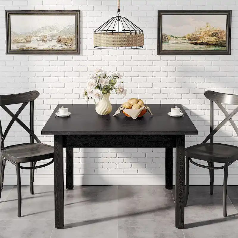 Country Rustic Square Dining Table with Solid Wood Legs - 39.4D x 39.4W x 30H