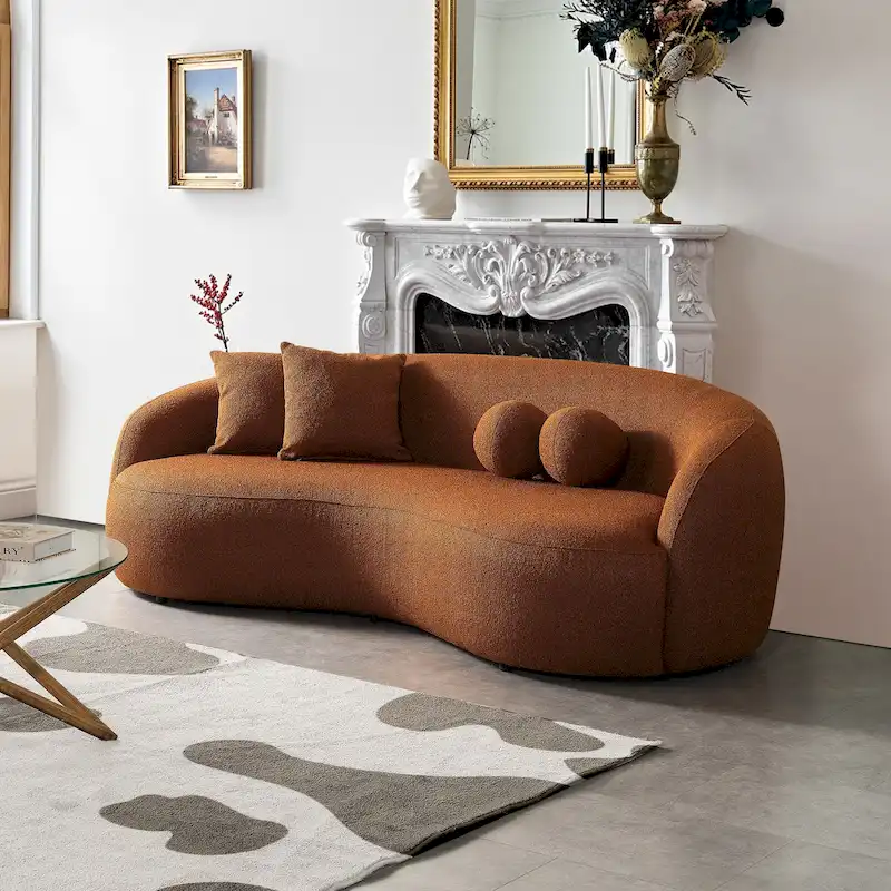 Blaine Japandi Style Luxury Modern Boucle Fabric Curved Sofa
