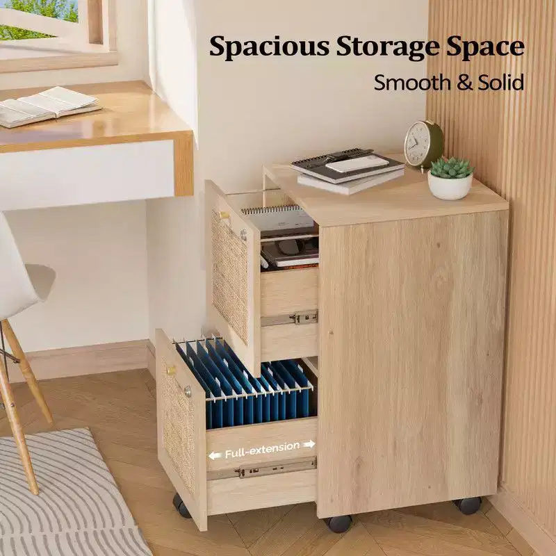 Karl Home 2-Drawer Beige MDF 14.96in. W Vertical File Cabinet