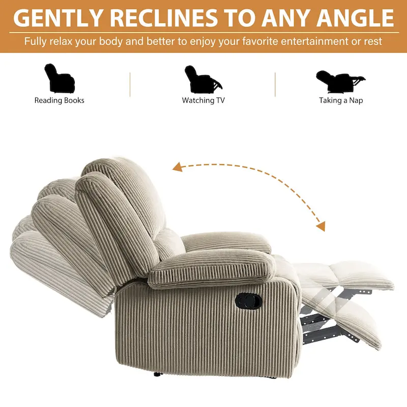 Vegan Leather Upholstered Push Back Manual Recliner Chair