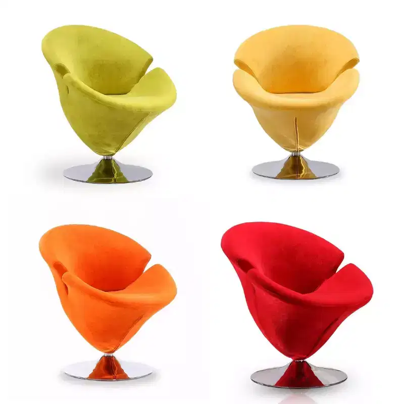 Manhattan Comfort Set of 4 Tulip Swivel Accent Chair Orange/Yellow: Velvet Upholstery, No Assembly Required