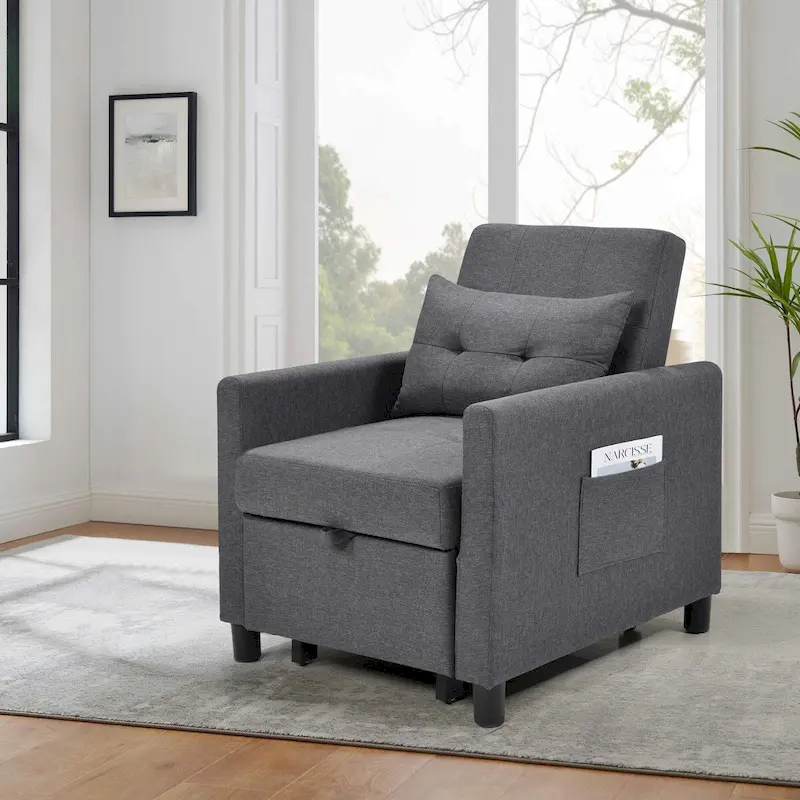 Single Sofa Bed with Pullout Sleeper with 1pc Lumbar pillow