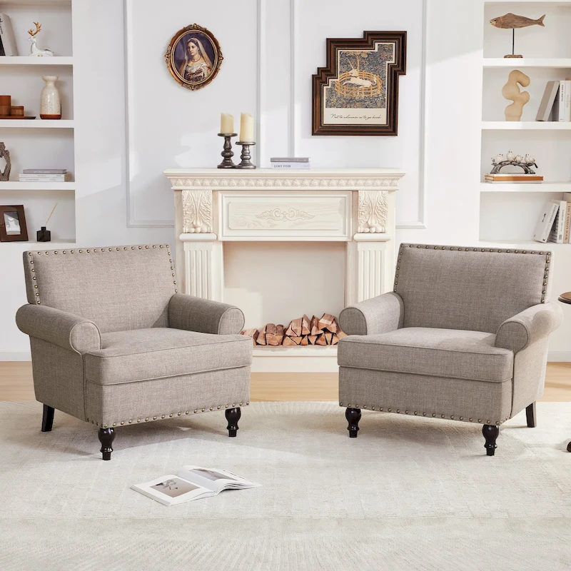 Huimo Modern Nailhead Accent Chair Arm Chairs Set of 2