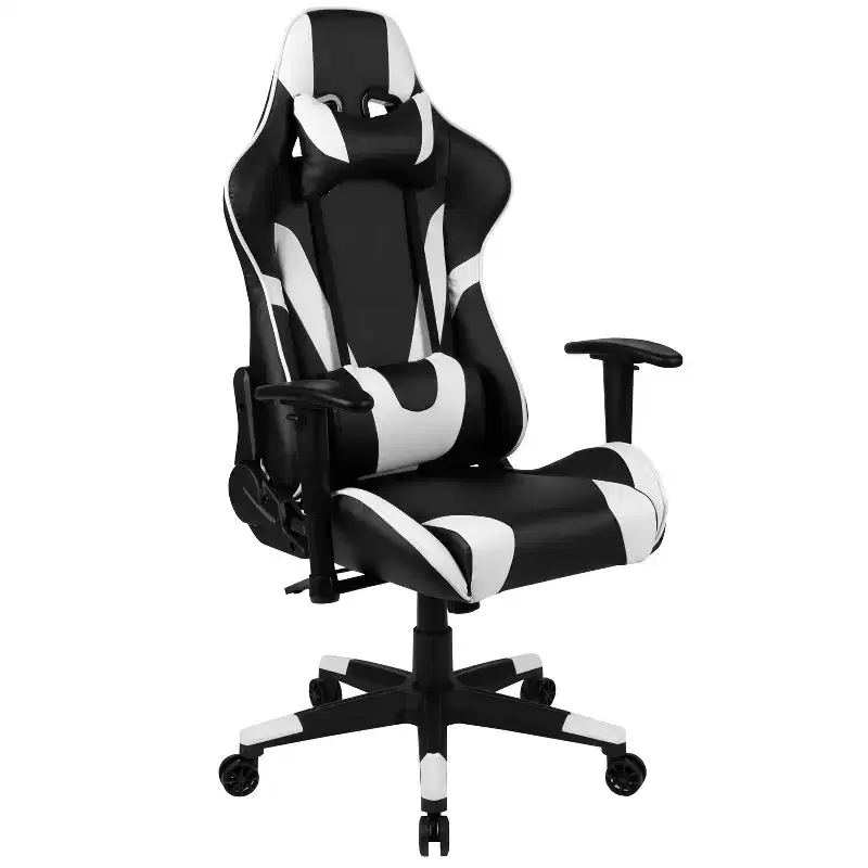 Emma and Oliver Racing Gaming Ergonomic Chair with Fully Reclining Back in Red LeatherSoft
