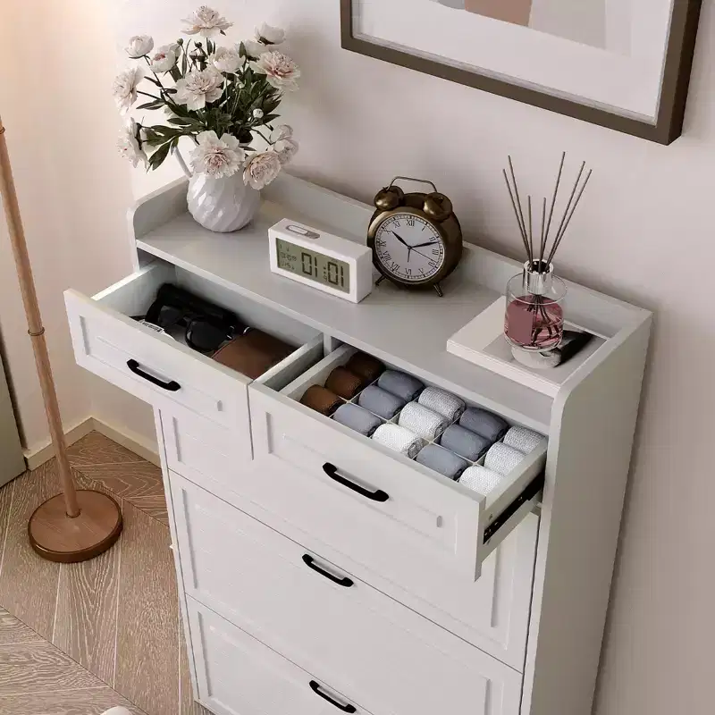 Shoe Cabinet with 3 Flip Drawers and 2 Drawers, Shoe Cabinet Storage for Entryway