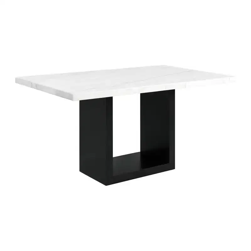 Willow Marble Counter Height Dining White: Chic Black Base, 6 Seats