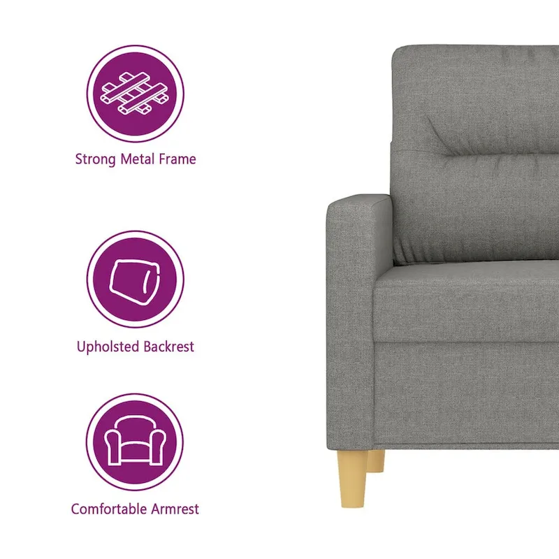 vidaXL 2-Seater Sofa Dark Gray 55.1 Fabric - 62.2 x 30.3 x 31.5