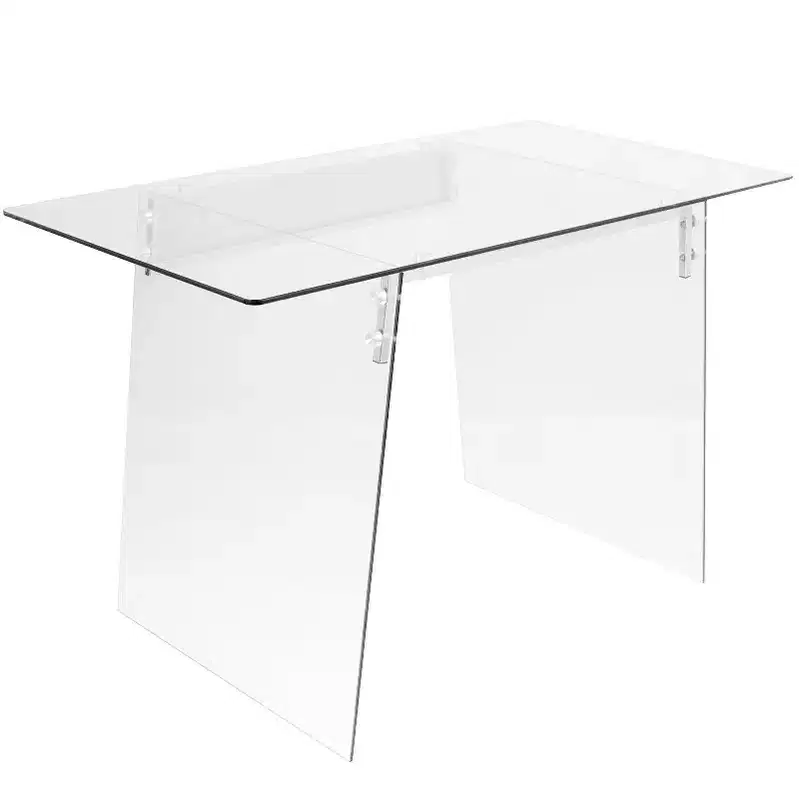 Glacier Contemporary Desk Clear Glass/Chrome -
