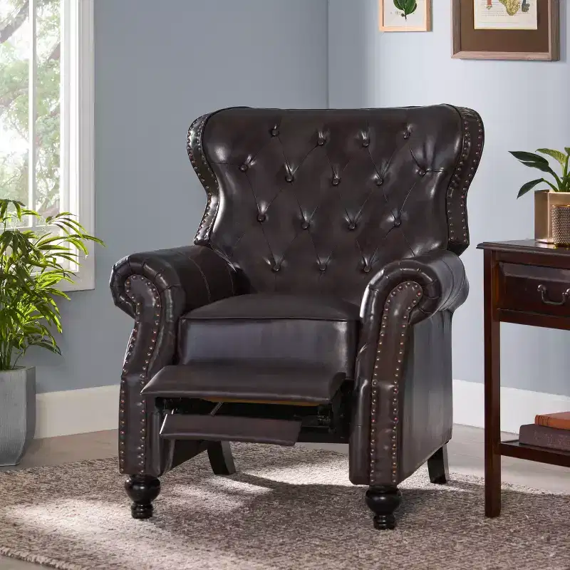 Walder Contemporary Upholstered Tufted Pushback Recliner
