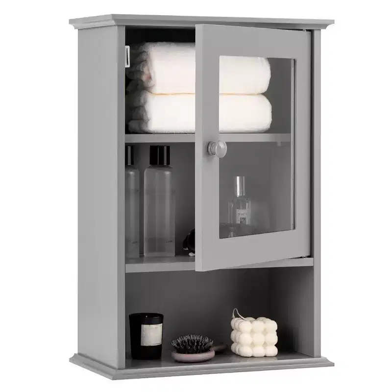 Costway Wall Mounted Bathroom Cabinet Storage Organize Hanging Medicine Adjustable Shelf