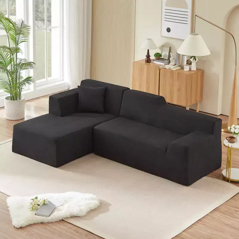 GDFStudio Celine 96.46'' Modern 3-Seater L-Shaped Corduroy Upholstered Sectional Sofa