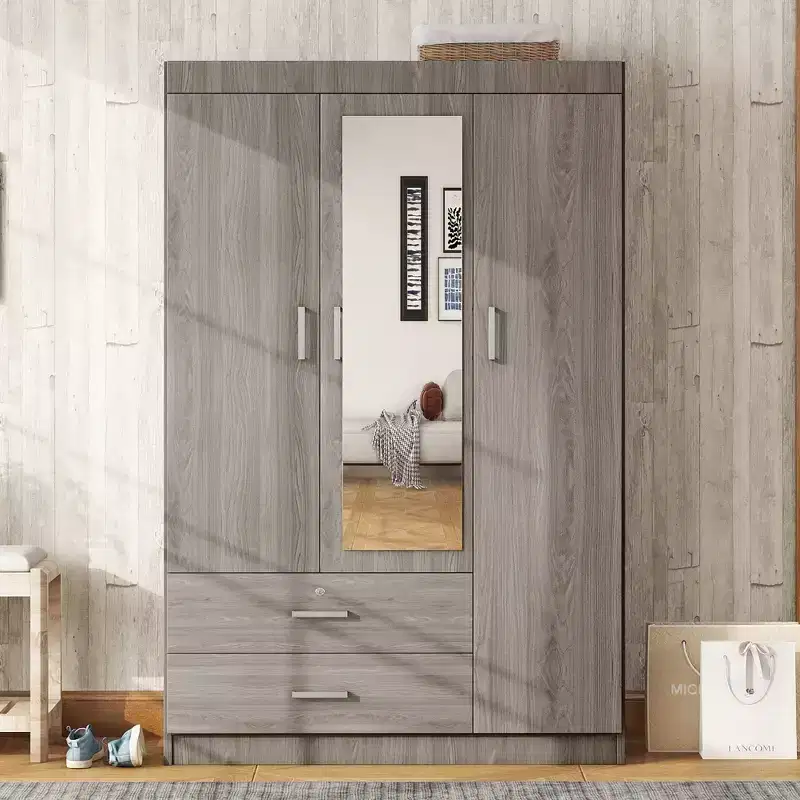 3-Door Wardrobe with Full-Length Mirror, Shelves & 2 Drawers | 68