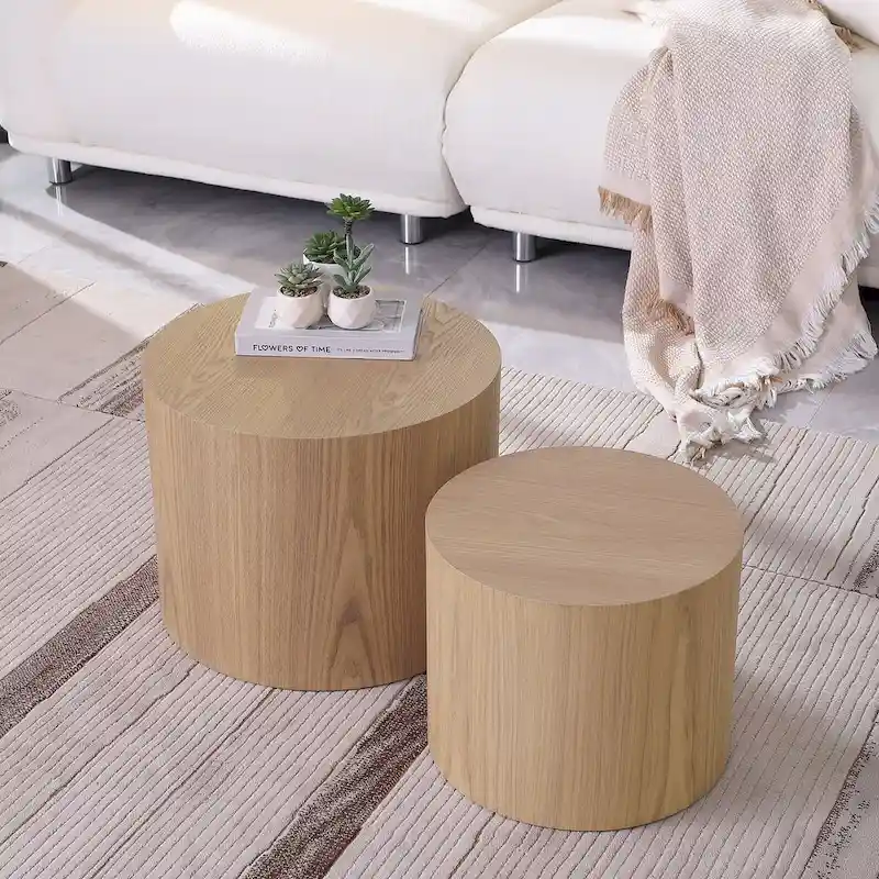 Veneer side table coffee table set of 2