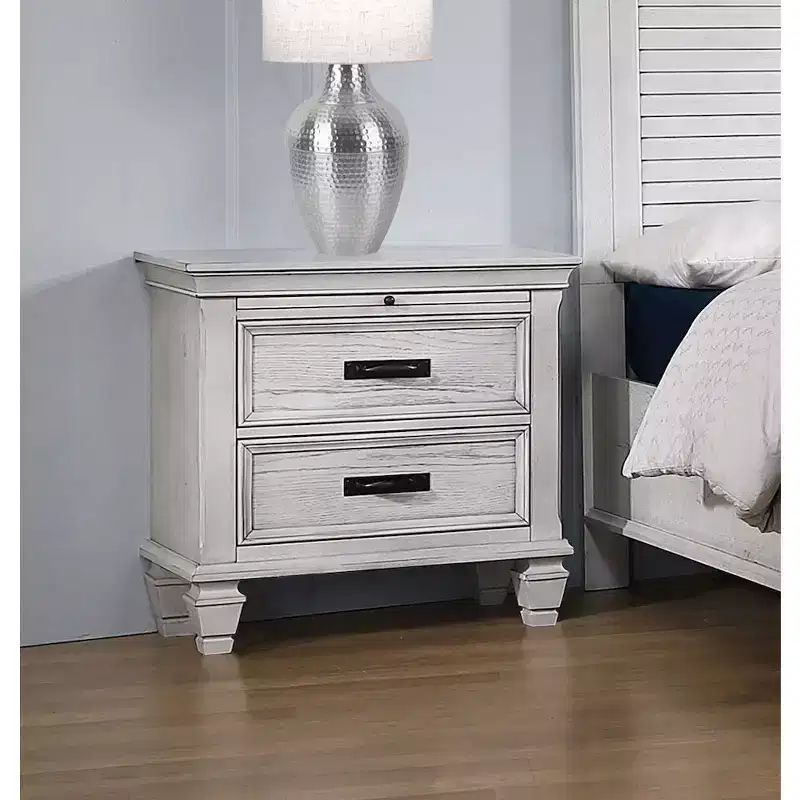 Coaster,Franco 2-drawer Nightstand Distressed White