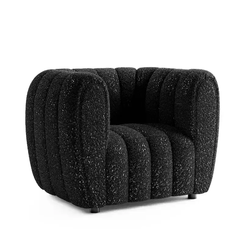 HOMES: Inside + Out Rainmist Glam Boucle Fabric Channel Tufted Accent Armchair