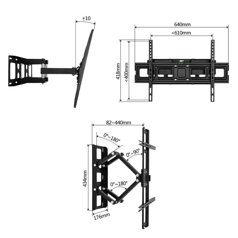 Karl Home 32 in. to 70 in. Double Pendulum Large Base TV Wall Mount for TVs