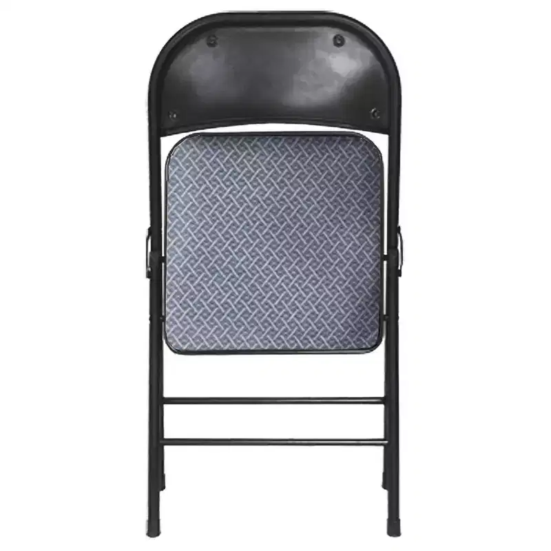 Fabric Padded Folding Chairs Set of 4, Gray, Metal Frame, 250 lb, No Assembly