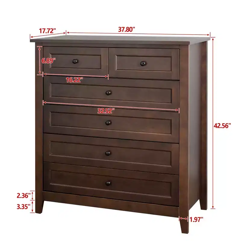 Drawer Dresser, Buffet Cabinet - Solid Wood Spray-Painted with Retro Round Handles, 160LBS Capacity Console Table for Dining/Living Room
