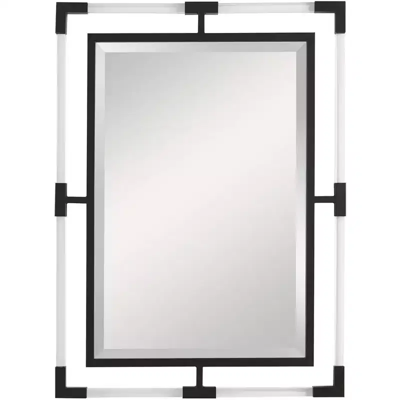 Matte Black Rectangular Wall Mirror, 28