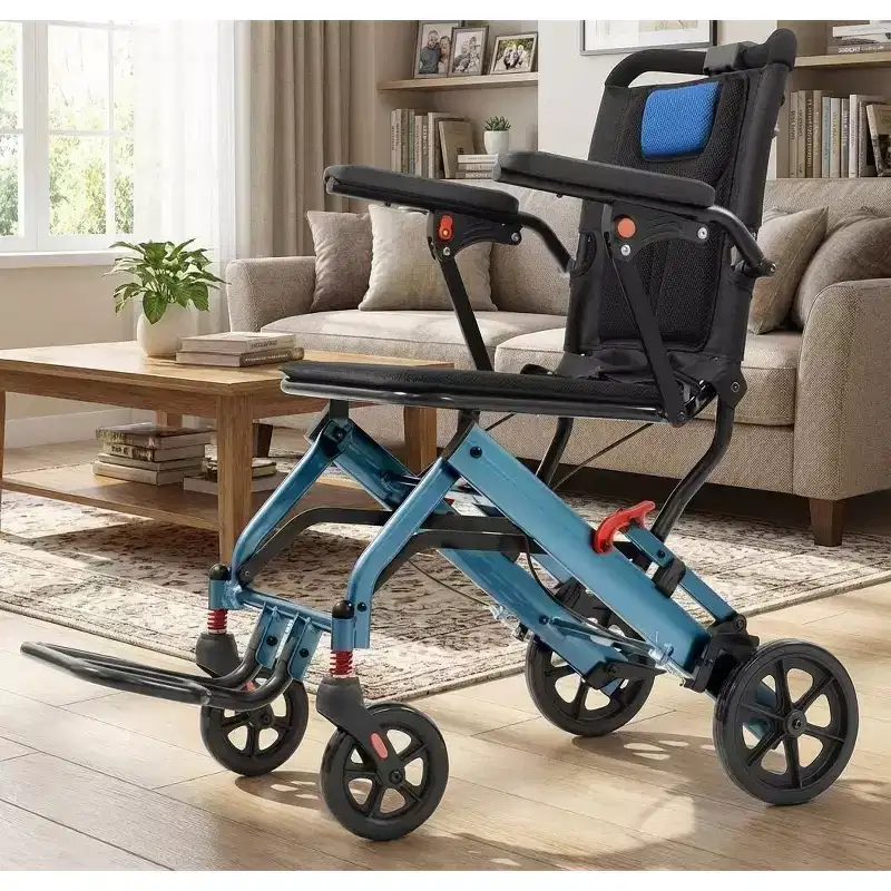 1PCS Wide Frame Shock Absorption Wheelchair Lightweight & Durable Aviation Aluminum + PVC, Two - Stage Brake
