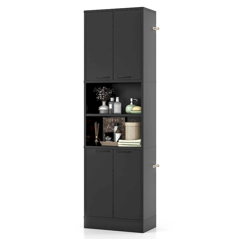 Costway 75 Tall Bathroom Storage Cabinet with 4 Doors & 2 Open - See Details