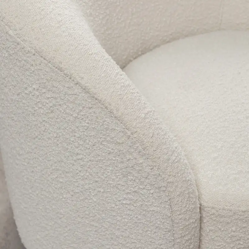 KINWELL 34 W Upholstered Boucle Swivel Barrel Accent Chair