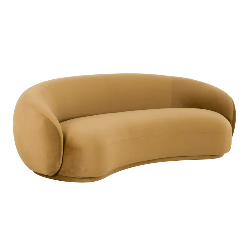 Curved Velvet Upholstered Sofa