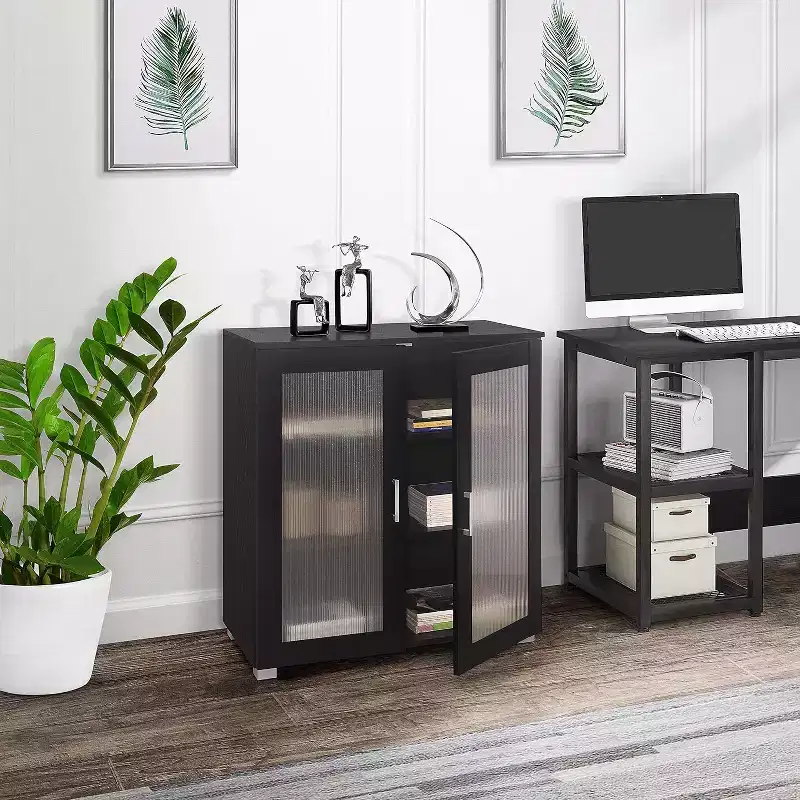 2-Door Accent Storage Cabinet, Sideboard Buffet Floor Storage Cupboard for Kitchen, Dining Room, Living Room, Entryway