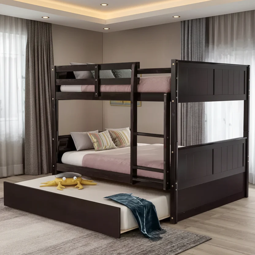 Full Over Full Bunk Bed with Twin Size Trundle