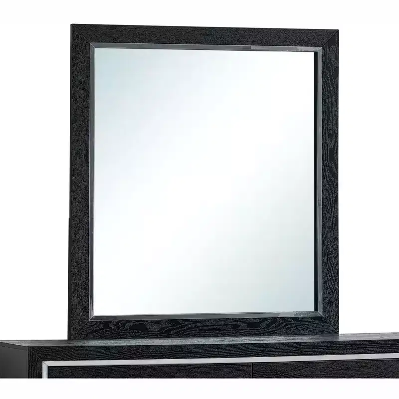 Passion Furniture Livingston 36 in. W x 40 in. H Rectangle Wood Frame Black Dresser Mirror