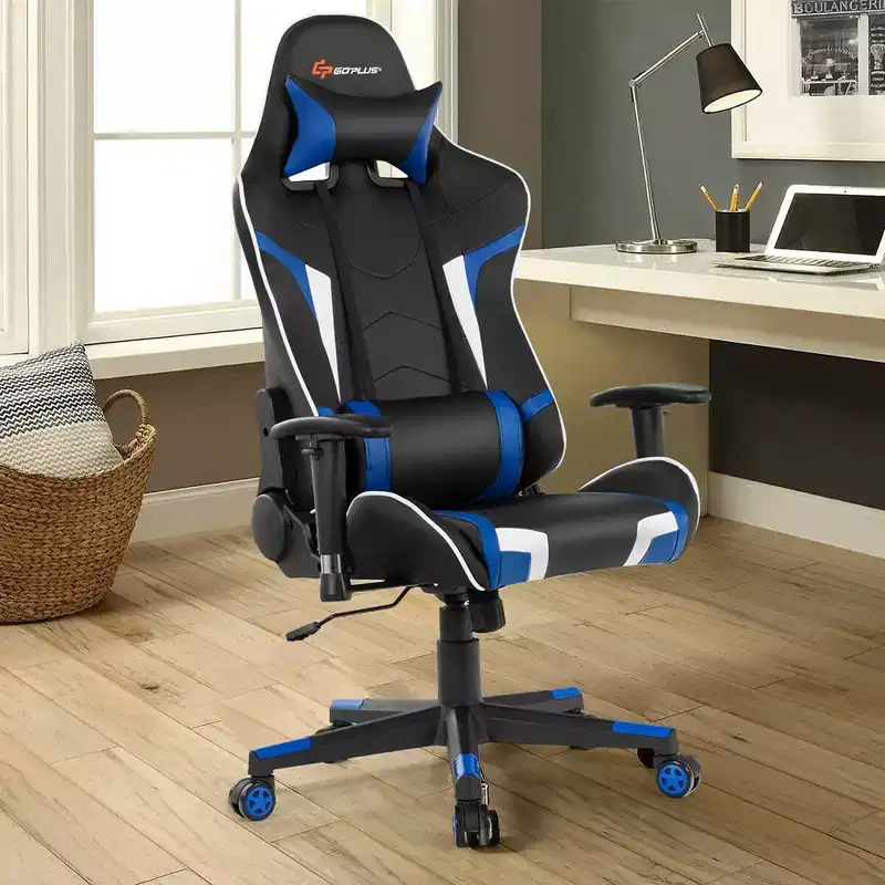 Massage Gaming Chair Reclining Swivel Racing Office Chair w/Lumbar Support