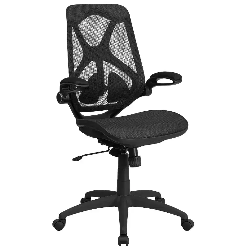 High Back Transparent Mesh Ergonomic Office Chair with Flip-Up Arms