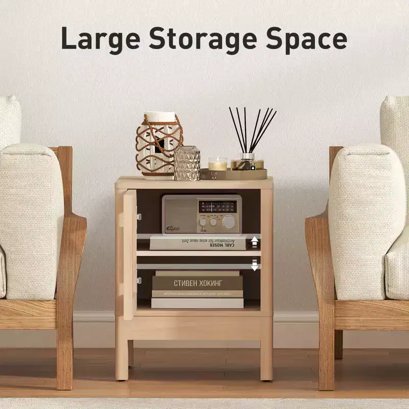 Bestier Modern Nightstand with Clear Acrylic Panel & Large Storage Space, 16x16x20 inch-Set of 2