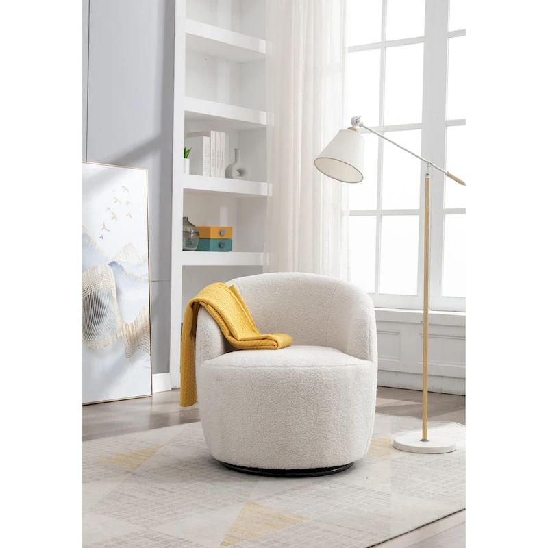 Teddy Fabric Swivel Accent Barrel Chair