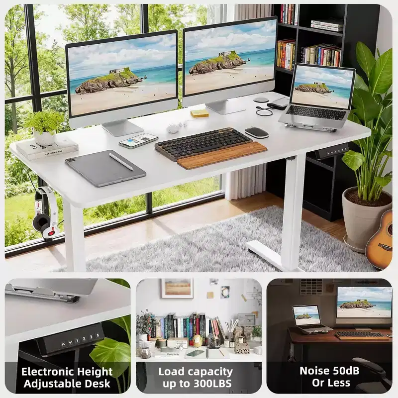 48x24 White Electric Standing Desk - Splice Board, Electric Height Adjustment