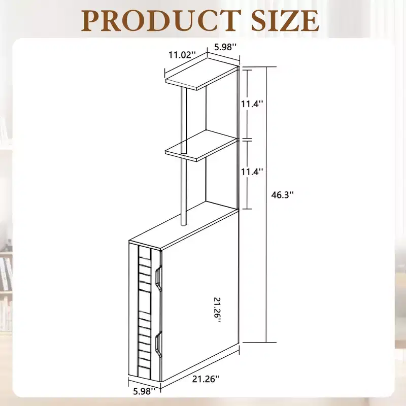 VECELO Narrow Bathroom Storage Cabinet, Slim Bathroom Storage Organizer with 2 Open Shelves & Door, Freestanding Floor Cabinet for Small Spaces, White