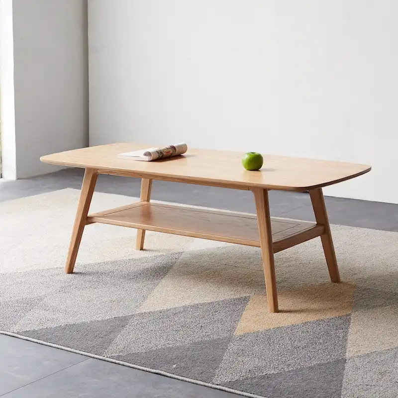 Christopher Knight Home - Hudson Solid Oak Coffee Table with Storage Shelf for Living Room & Home Office