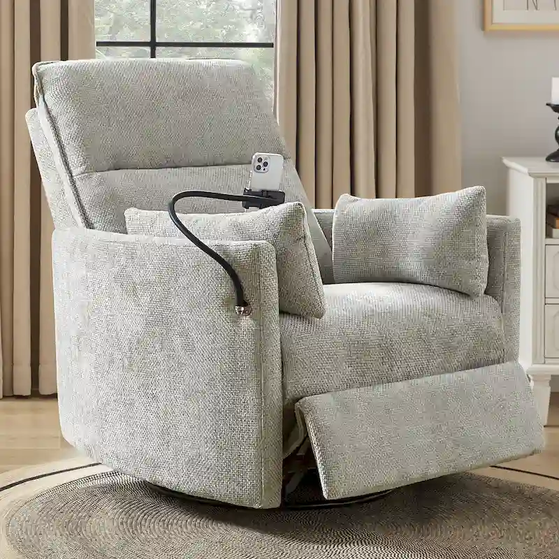 Barry Modern 38 Power Rocking Swivel Nursery Recliner with USB Ports by