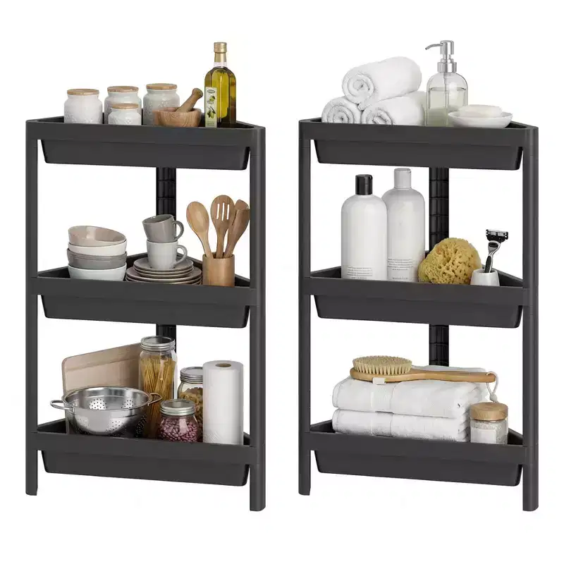 Costway 2-Pack 3-Tier Shelf w/Detachable Design & Drainage Holes Freestanding Storage