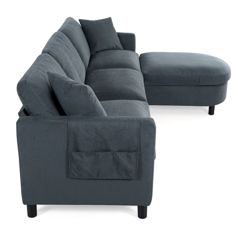 Tala Sectional Sofa Couch with Ottoman and Removable Cushion by GDFStudio