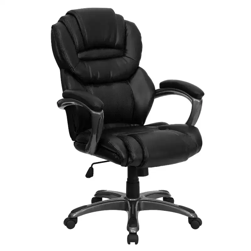 High-Back Executive Swivel Office Chair – LeatherSoft, Lumbar Support, 250 lb, 2-Year Warranty