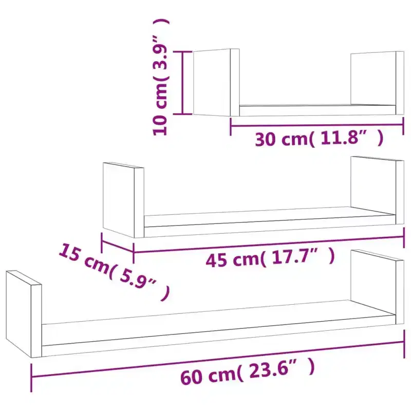Shelf Black Engineered wood Large Wall-mounted