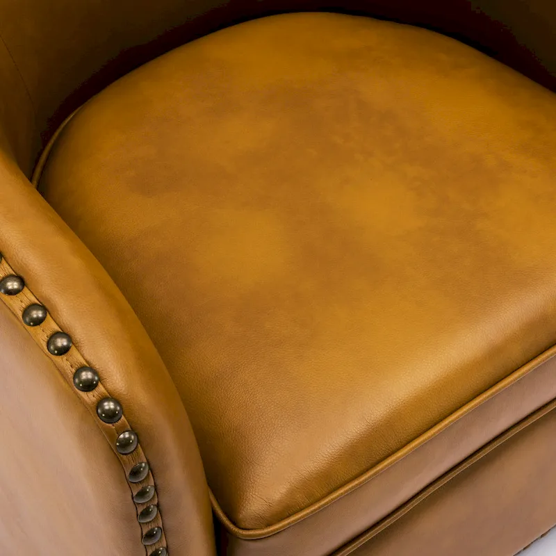 Truman Faux Leather Swivel Arm Chair with Nailhead Trim by Greyson Living